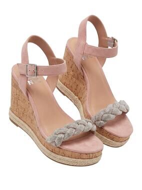 Madden NYC Women’s 8 glam embellished cork wedge sandals
